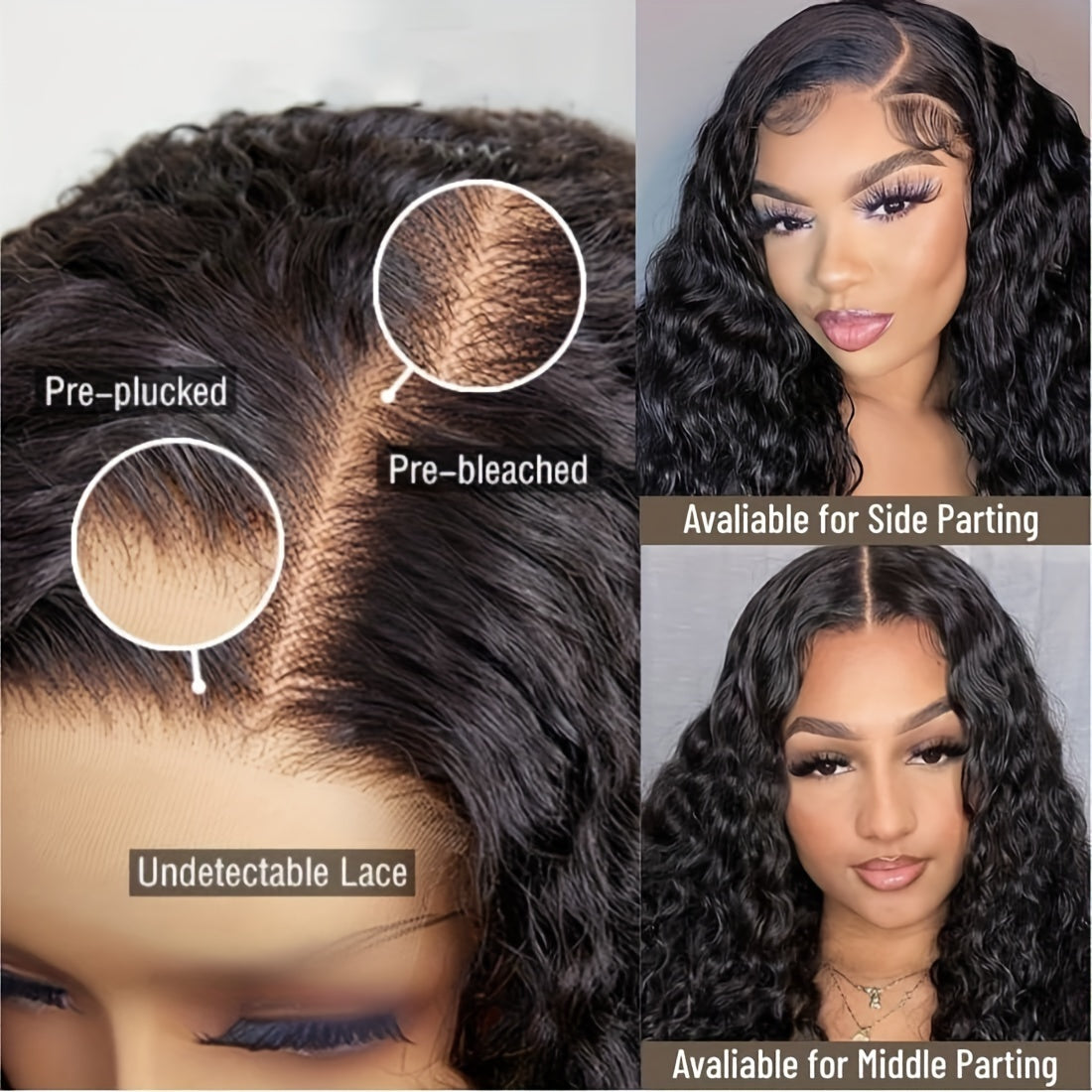 UNICE Water Wave Short Bob Wigs Human Hair 7x5 HD Lace Pre Cut Lace Bye Bye Knots Glueless Wigs Bleached Knots Pre Plucked Hairline Put on and Go Beginner Wig for Women